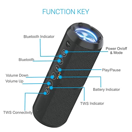 Portronics Breeze II 20W POR-698 Bluetooth 4.2 Portable Stereo Speaker with TWS, Micro SD Card, Aux in, Water Resistant, 2000mAh Battery, Black