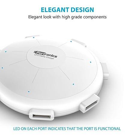 Portronics POR 343 UFO USB Home Charger 6 Ports 8A Charging Station for Smartphones and Tablets (White)