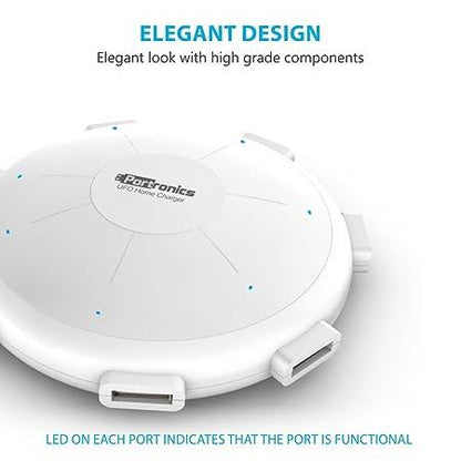 Portronics POR 343 UFO USB Home Charger 6 Ports 8A Charging Station for Smartphones and Tablets (White)