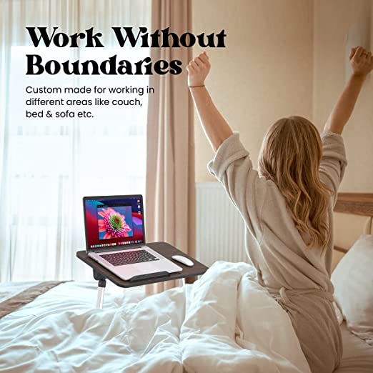 Portronics My Buddy Adjustable Laptop Table with Adjustable Angle, Aluminum Alloy Legs, MDF Board, Foldable Legs (Brown)