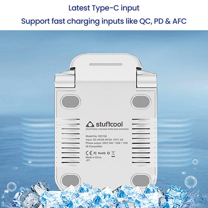 Stuffcool WC720 Foldable 15W Wireless Charger Compatible with iPhone 13, iPhone 12, Samsung S21/S21 Ultra, Note 20 Ultra, and Other Flagship Devices