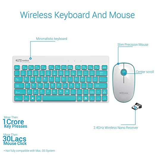 Portronics Key2-A Combo of Multimedia Wireless Keyboard & Mouse, Compact Light-Weight for PCs, Laptops and Smart TV (White)