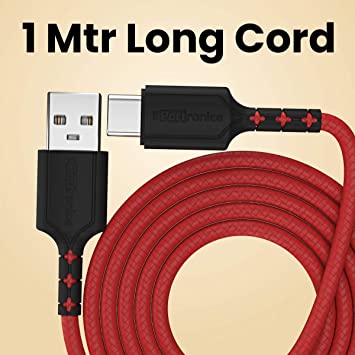 Portronics Konnect Dash Type-C Charging Cable Fast Charging 5.0A with Data Transfer, 1 meter with Leather Finish