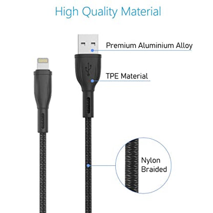 Portronics Konnect Plus POR-1026, 1.2M 8 Pin USB Cable with Charge & Sync Function (Black)