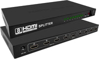 1x8 HDMI Splitter, HDMI Splitter 1 in 8 Out, Supports 3D 4K x 2K @30HZ Full HD 1080P, Support for TVs or Multi Monitor Adapter at Same Time (Black)