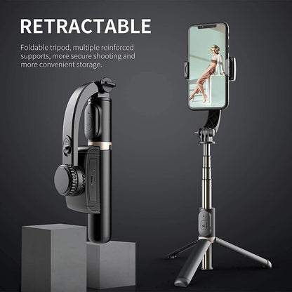 Gimbal Stabilizer for Smartphone with Extendable Bluetooth Selfie Stick and Tripod, Multifunction Remote 360 Automatic Rotation, for iPhone/Android