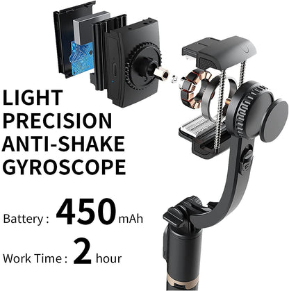 Gimbal Stabilizer for Smartphone with Extendable Bluetooth Selfie Stick and Tripod, Multifunction Remote 360 Automatic Rotation, for iPhone/Android