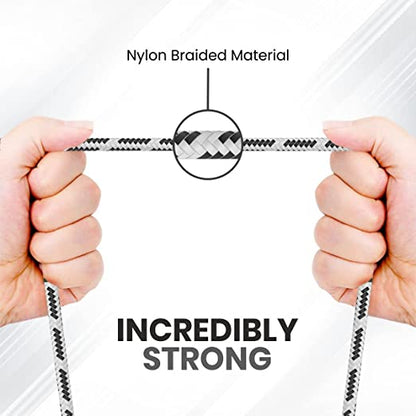 Portronics Konnect Spydr Micro USB Cable with 3.0A Output, 2M Length, Fast Data Sync, Nylon Braided, Tangle Resistance(White)