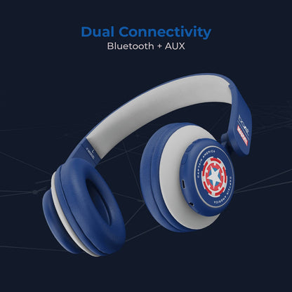 boAt Rockerz 450 Captain America Edition On-Ear Headphones with 15 Hours Battery,Padded Ear Cushions, Easy Access Controls and Voice Assistant ( Soldiers Blue )