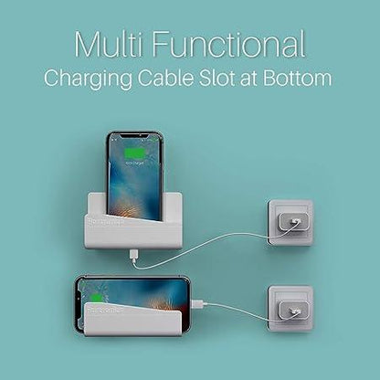 Portronics Modesk 101 Wall Hanging Mobile Holder Wall Mount with Adhesive Strips, Charging Holder (White)