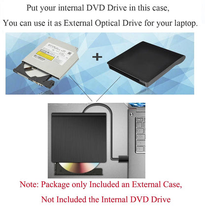 External USB 3.0/2.0 DVD Writer Enclosure Case  – Popup External Optical Drive Case  for Laptop & Desktop (Drive Writer Not Included)