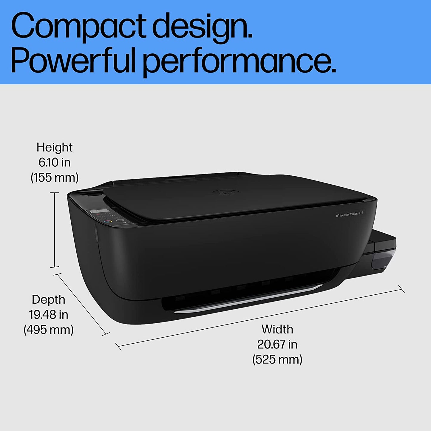 HP Ink Tank 415 All-in-one WiFi Colour Printer with Upto 6000 Black and 8000 Colour Pages Included in The Box. - Print, Scan & Copy for Office/Home (Black)