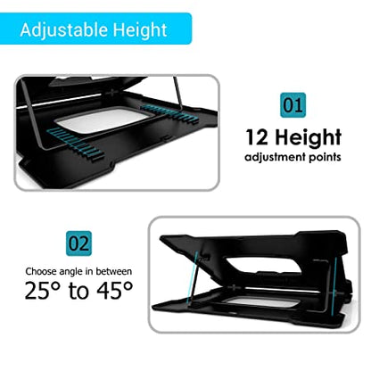 Portronics My Buddy Hexa III, a Portable Foldable Laptop Stand, Air Ventilated, 12 Angle Adjustment, for 30.48 to 45.72 cm (12 to 18 ) Inch Laptops (Black)