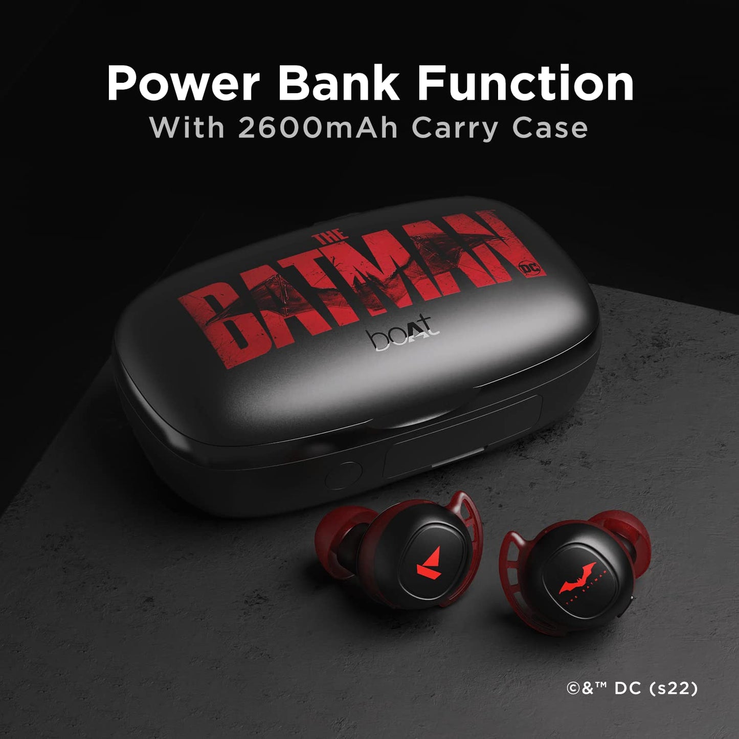 boAt Airdopes 441 Pro - Batman Edition TWS Earbuds,150hr Playback, Signature Sound, IPX7, BT 5.0 (Crusader Knight Black)