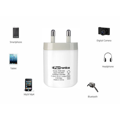 Portronics POR 538 Portable USB Adapter 2.4A Super Quick Charger with Single USB Port