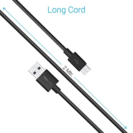 Portronics Konnect Core Plus 2M Fast Charging 3A Micro USB Cable for Android Phones (Black)