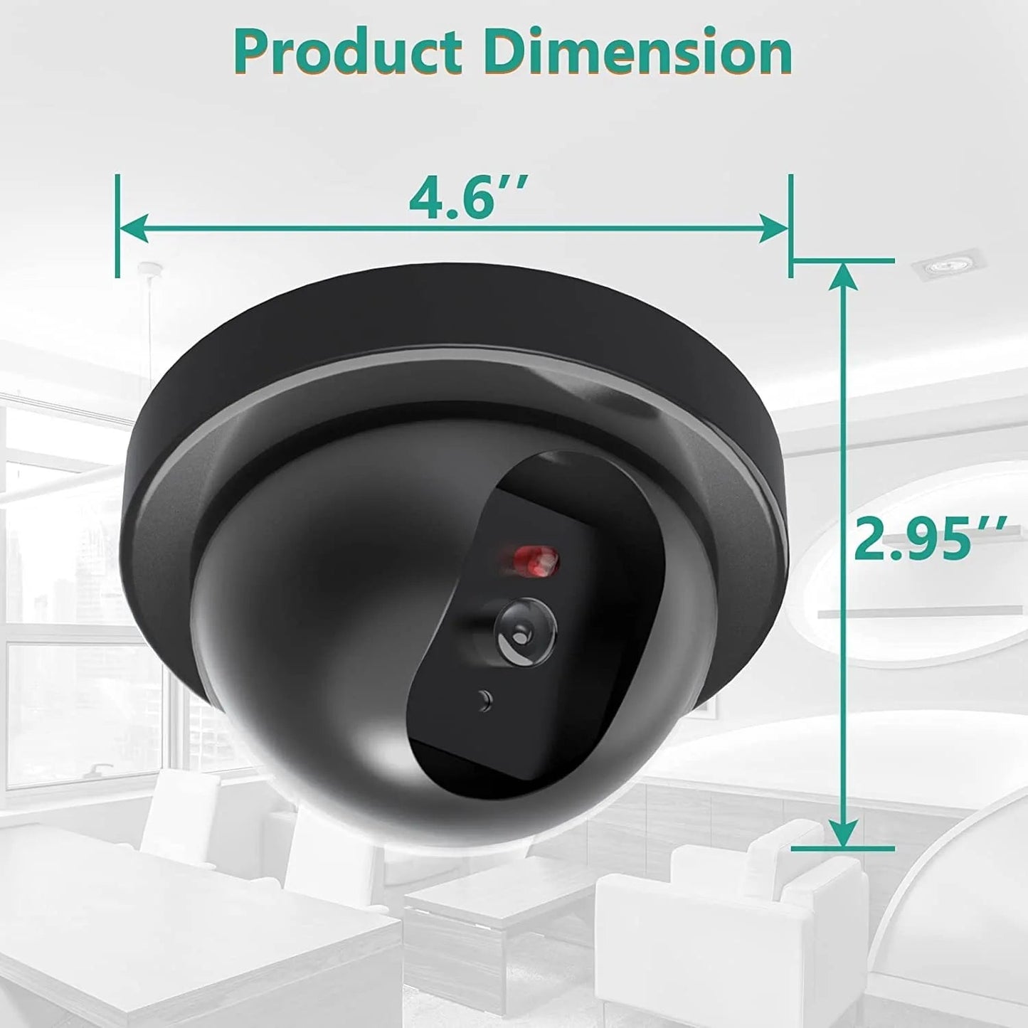 Fake Wired Security CCTV Dome Camera with Flashing Red LED Light
