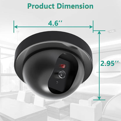 Fake Wired Security CCTV Dome Camera with Flashing Red LED Light