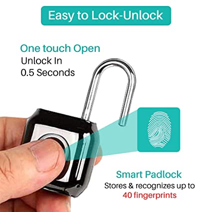 Portronics POR-983 Biometric Fingerprint Padlock (Black, Polished Finish)