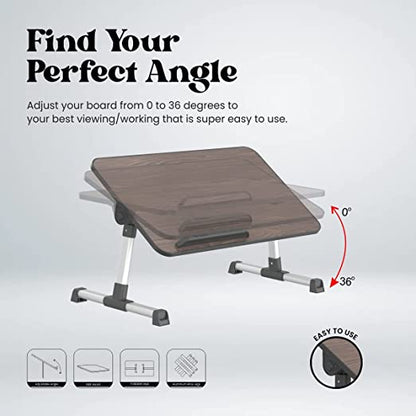 Portronics My Buddy Adjustable Laptop Table with Adjustable Angle, Aluminum Alloy Legs, MDF Board, Foldable Legs (Brown)