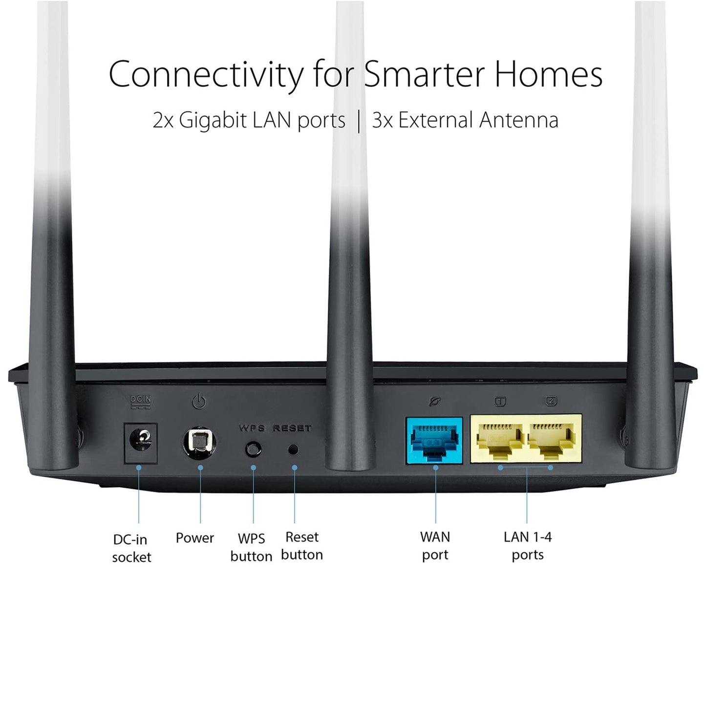 ASUS RT-AC53 AC750 Dual Band WiFi Router with high Power Design (Black)
