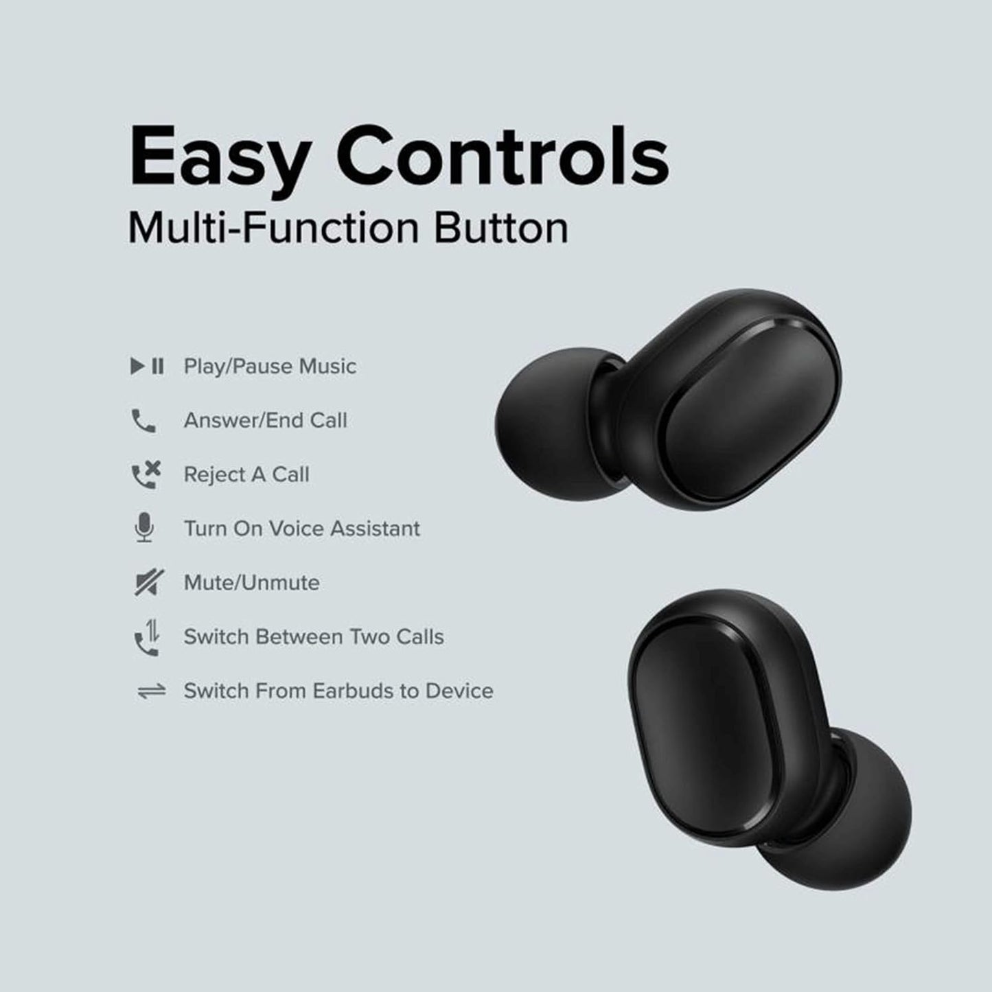 Redmi Earbuds 2C Bluetooth Truly Wireless In Ear Earbuds With Mic Black