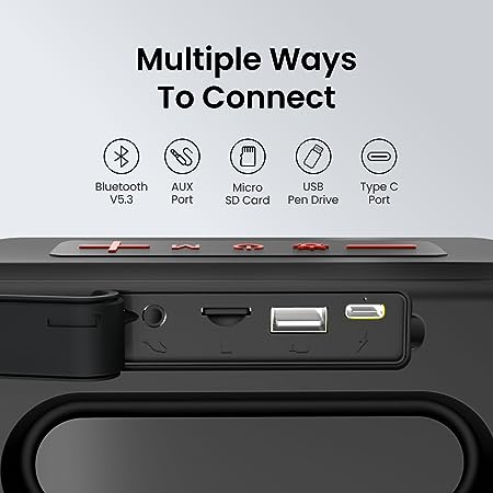 Portronics Pixel 3 10W Portable Wireless Bluetooth Speaker, Upto 7Hour Playtime, TWS Connectivity,(Black)