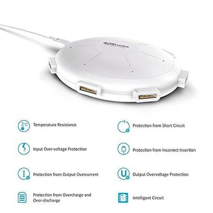 Portronics POR 343 UFO USB Home Charger 6 Ports 8A Charging Station for Smartphones and Tablets (White)
