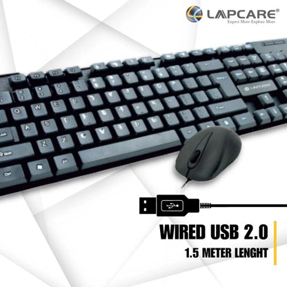 Lapcare E9 Wired Combo-Wired Keyboard and Mouse Set-USB, Ergonomic Design- Black