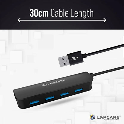 LAPCARE LHB-368 USB 3.0 4 Port HUB with 30cm Cable (Black)
