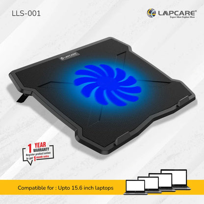 LAPCARE Lapkool-I Laptop Cooling Pad | Compatible up to 39.6cm (15.6 inch) Laptops | 1 USB Port | Ergonomic Design | Low Noise