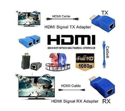 HDMI to RJ45 Network Cable Extender Converter Repeater Over Cat 5E/6 1080p up to 30M for HDTV, PS4