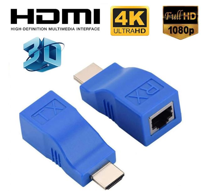 HDMI to RJ45 Network Cable Extender Converter Repeater Over Cat 5E/6 1080p up to 30M for HDTV, PS4