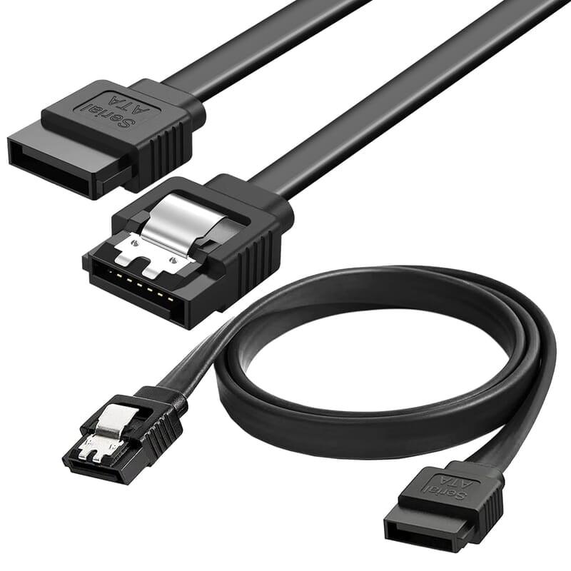 SATA 3 6.0 Gbps Data Cable Straight, with Both Side Locking Latch for HDD and SSD (Black)