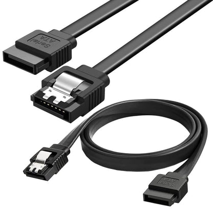 SATA 3 6.0 Gbps Data Cable Straight, with Both Side Locking Latch for HDD and SSD (Black)