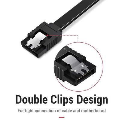 SATA 3 6.0 Gbps Data Cable Straight, with Both Side Locking Latch for HDD and SSD (Black)