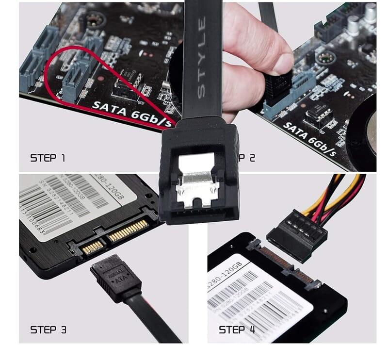 SATA 3 6.0 Gbps Data Cable Straight, with Both Side Locking Latch for HDD and SSD (Black)