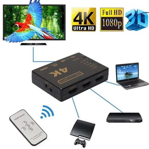 HDMI Switch 5X1 with Remote Control for UHD 4K Support, Full HD 1080P, 3D, Switch Splitter with Remote Control, HD Audio,5 in & 1 Out