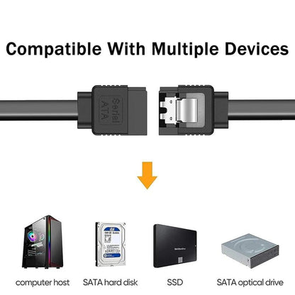SATA 3 6.0 Gbps Data Cable Straight, with Both Side Locking Latch for HDD and SSD (Black)