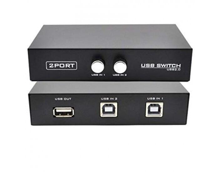 USB Switch 2 Port Sharing Switcher Adapter Hub for 2PC Share 1 USB Device
