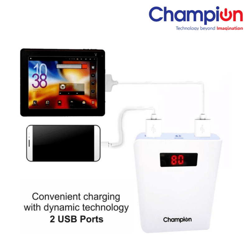 Champion Z-10 10400mAh Digital Power Bank - High-Capacity Portable Charger with LED Display (Multicolor )
