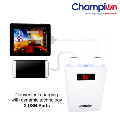 Champion Z-10 10400mAh Digital Power Bank - High-Capacity Portable Charger with LED Display (Multicolor )