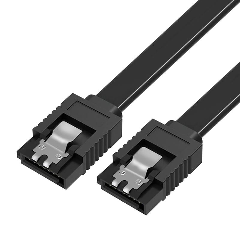 SATA 3 6.0 Gbps Data Cable Straight, with Both Side Locking Latch for HDD and SSD (Black)