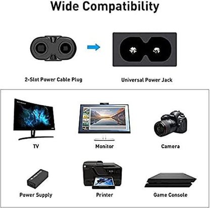 Champion Power Cord Cable Wire 2-pin Universal for 5 Feet (1.5m)LED TV, Printer, Play Station, Laptop PC Notebook Computer, Tape Recorder, Camera (Black)