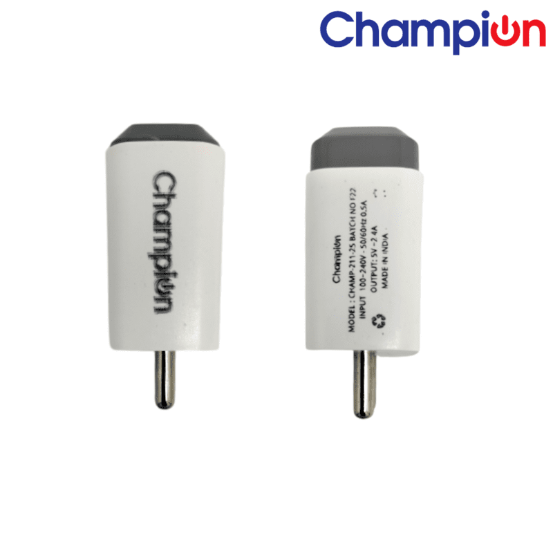 Champion 2.4 Amp 12.5W Charger Single USB Port Adapter (White)