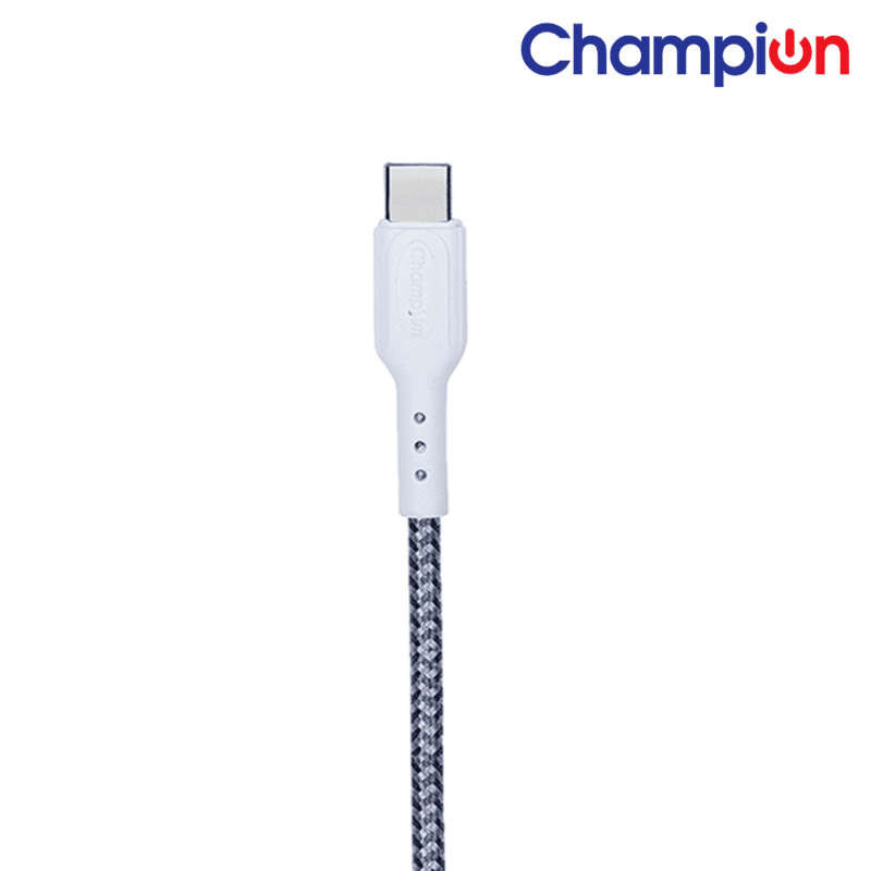 Champion USB to Type-C 2.4Amp Data Sync & Charging Cable Braided 1M for all Android & USB Type-C Devices (Grey)