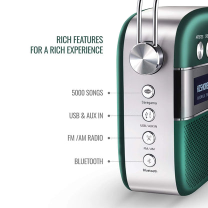 Saregama Carvaan 2.0 Portable Music Player with 5000 Songs, WiFi (Emerlad Green)-Renewed