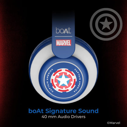 boAt Rockerz 450 Captain America Edition On-Ear Headphones with 15 Hours Battery,Padded Ear Cushions, Easy Access Controls and Voice Assistant ( Soldiers Blue )