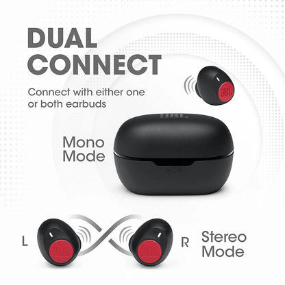 JBL C115 True Wireless Earbuds with Mic, Jumbo 21 Hours Playtime with Quick Charge-Red