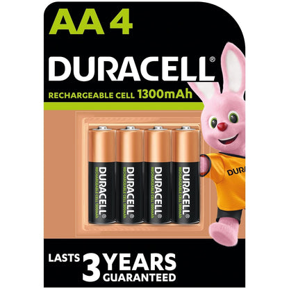 Duracell Rechargeable AA 1300mAh Batteries, 4Pcs
